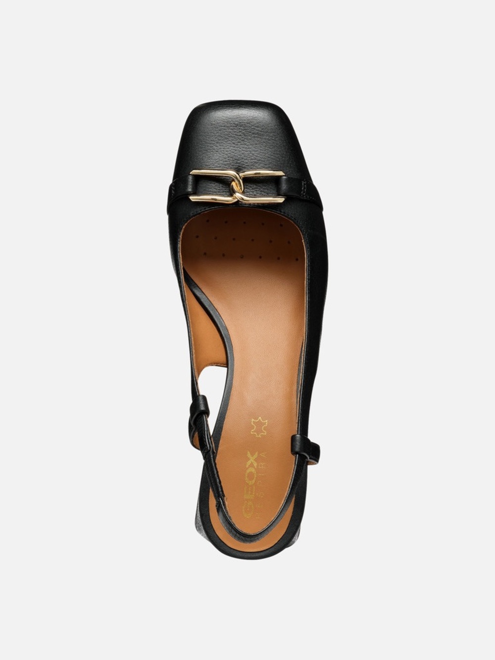NEW Geox Women’s Coronilla Black Leather Slingback Mid Heel Pumps Gold Size 8.5